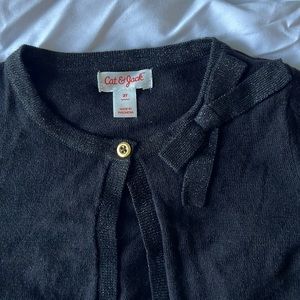Cropped girls’ cardigan w/bow & shimmer